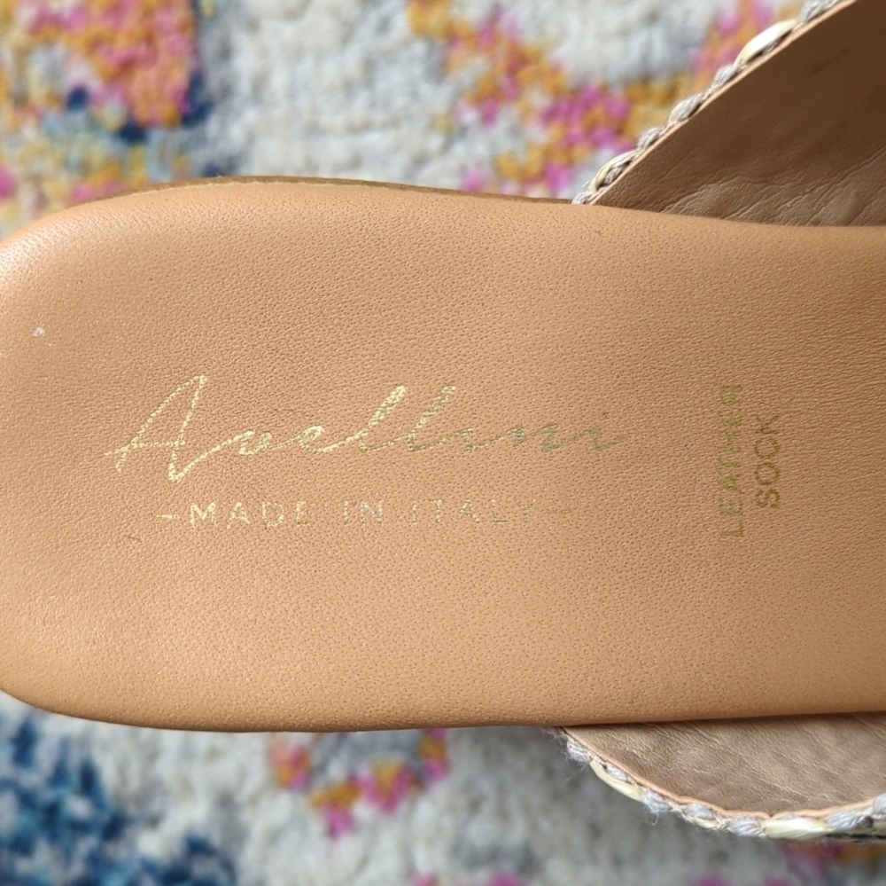 Avellini Woven Criss Cross Open Toe Slip On Heeled Platform Sandals Tan 9.5 - Picture 12 of 16